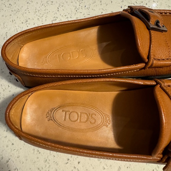 Tod’s Tan Leather Buckle Loafers Women's EU 36.5 US 6.5 Square Toe - Picture 8 of 10